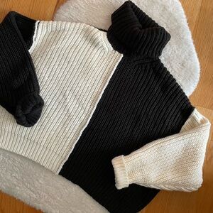 Zara Black and White Colorblock Sweater
